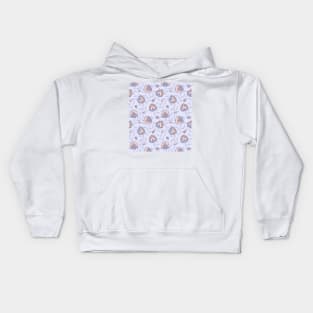 Whimsical floral folk pattern in digital lavender Kids Hoodie